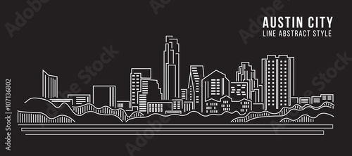 Cityscape Building Line art Vector Illustration design - Austin city