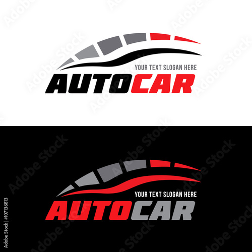 Grey black red auto car logo vector design