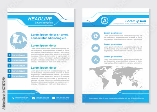 Layout template size A4 Front page and back page  Blue Vector  design