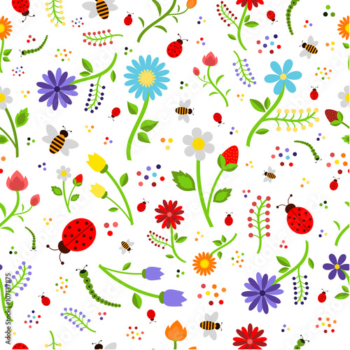 seamless pattern summer floral meadow