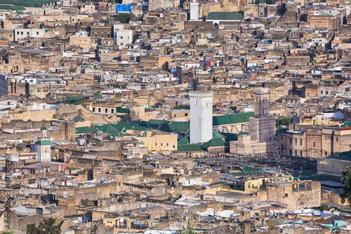 Aerial view over Fes city a...