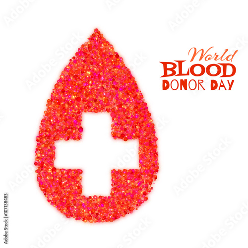World blood donor day concept with red drop and cross. Vector illustration.