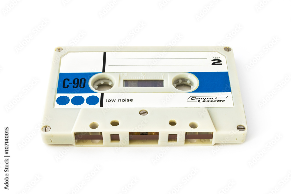 Fototapeta premium Vintage audio cassette on white background