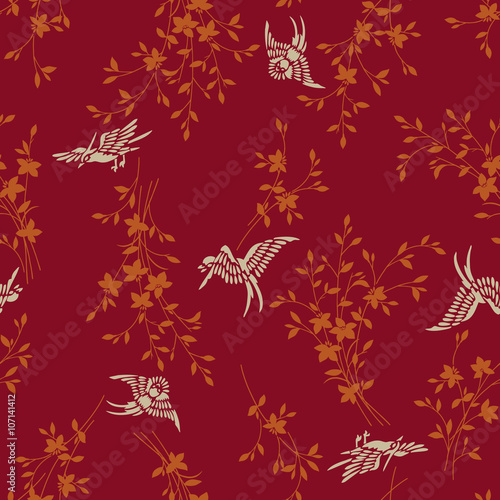 鳥と植物のパターン