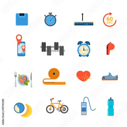 Sports healthy lifestyle diet app application flat vector