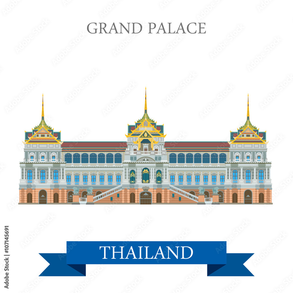 Obraz premium Grand Palace in Bangkok Thailand vector flat attraction travel