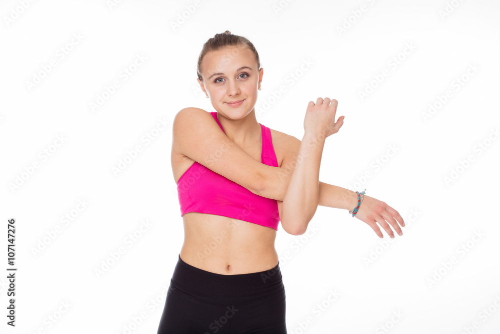 Young caucasian track and field athlete portraits at studio