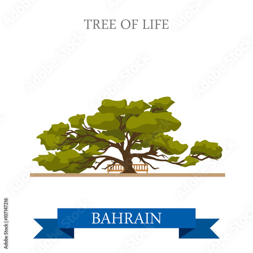 Tree of Life in Bahrein landmarks vector flat attraction travel