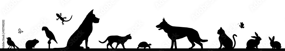 Silhouette Haustiere - Hund, Katze, Vogel u.a.