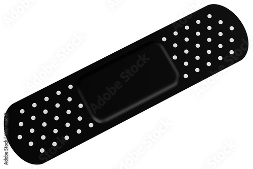Black adhesive bandage on white background
