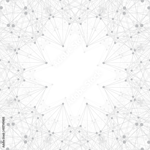 Geometric grey background molecule and communication . Connected lines with dots. Vector illustration