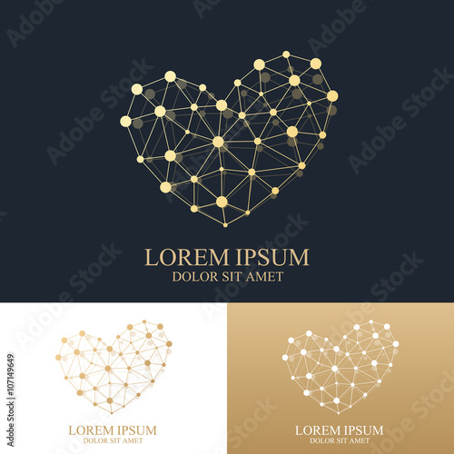 Vector template heart logo. Creative concept design icon for medicine, science, technology , chemistry. Template Heart