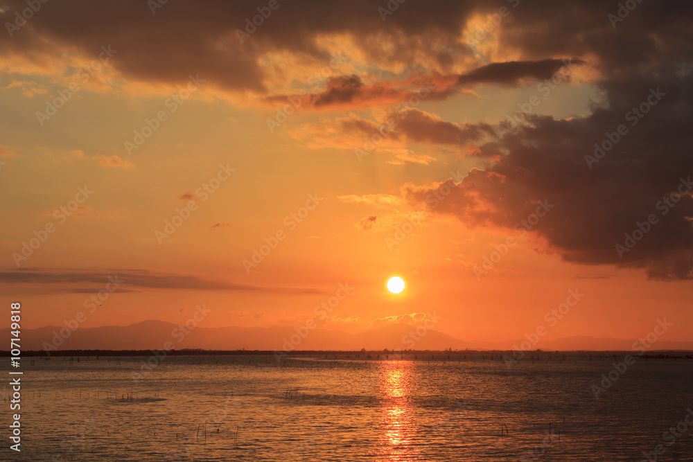 landscape of sea and beautiful sky with a sunset ; Songkhla Thailand landscape of sea and beautiful sky with a sunset ; Songkhla Thailand