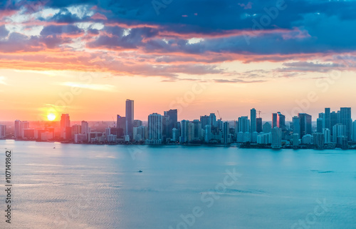 Downtown Miami aerial skyline at dusk