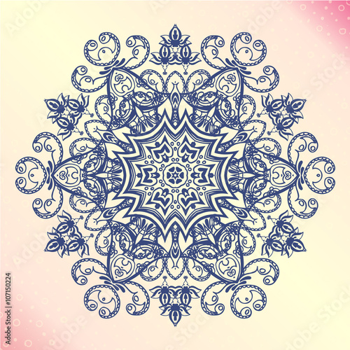Mandala. Floral vintage round amulet tatoo