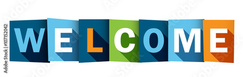 "WELCOME" overlapping letters vector icon
