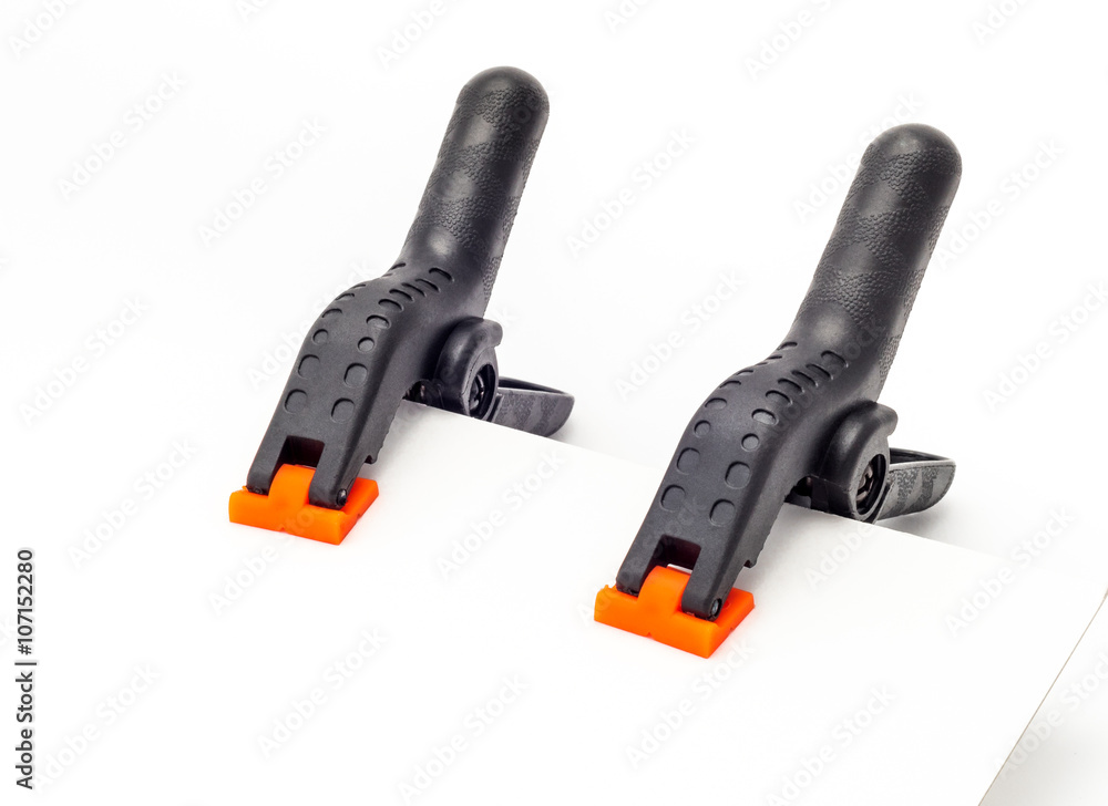Plastic spring Clamps, used for clamping items.
Plastic spring Clamps, used for clamping items.