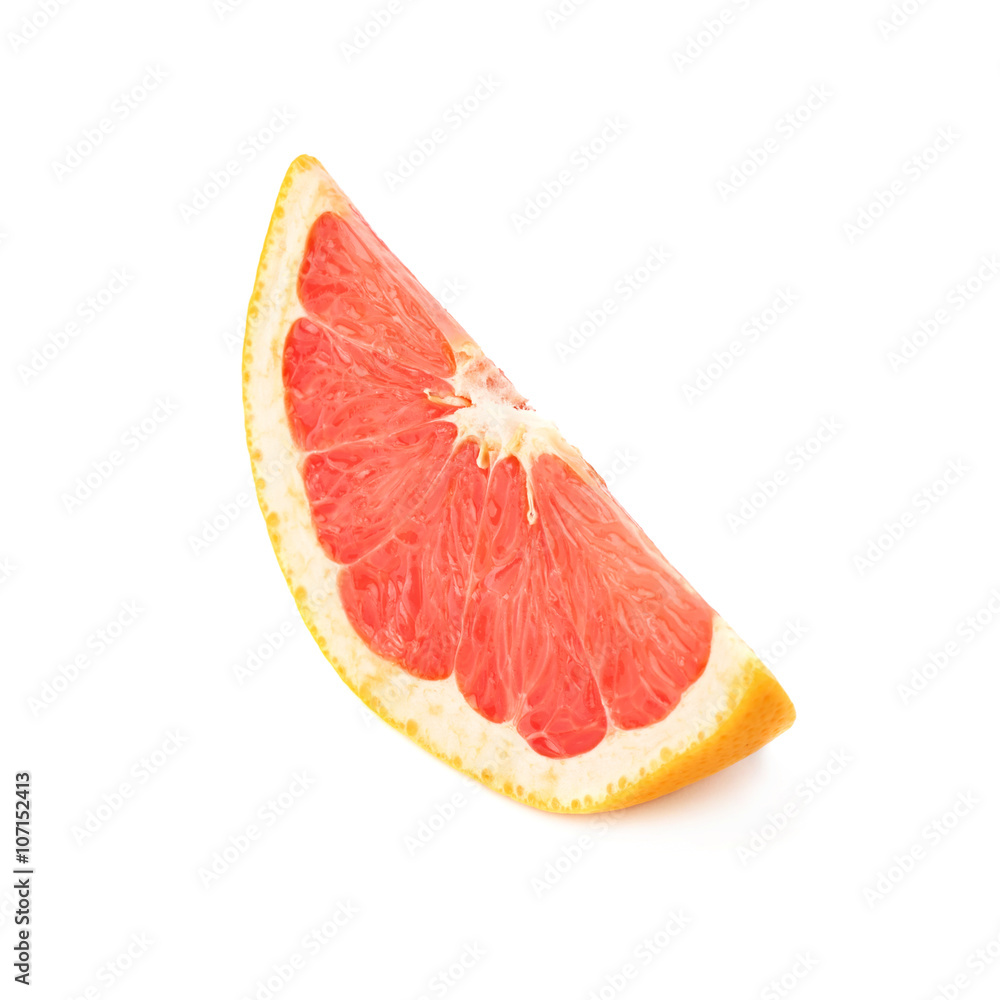Slice section of grapefruit isolated over the white background