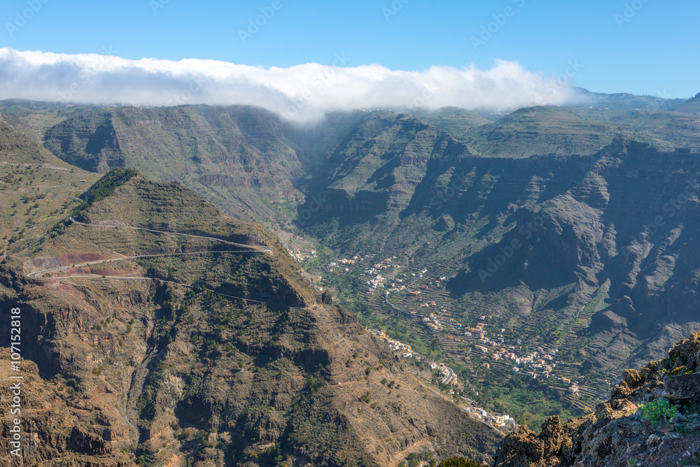 The Valle Gran Rey on La Gomera. On the long distance trail from the Valle Gran Rey to the village Arure in the highlands of the Canary island La Gomera.