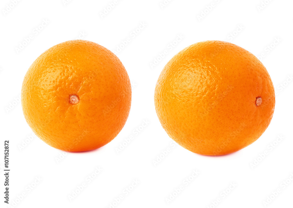 Set of orange fruit isolated over the white background, two different foreshortenings Set of orange fruit isolated over the white background, two different foreshortenings