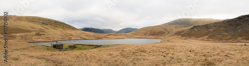 Panorama of small mountain lake