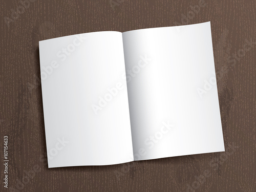 Realistic vector magazine mock up on wooden background in EPS10.
