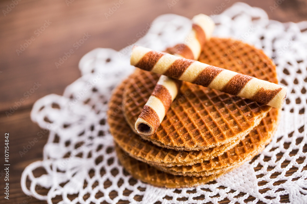 Waffles on knitted doily