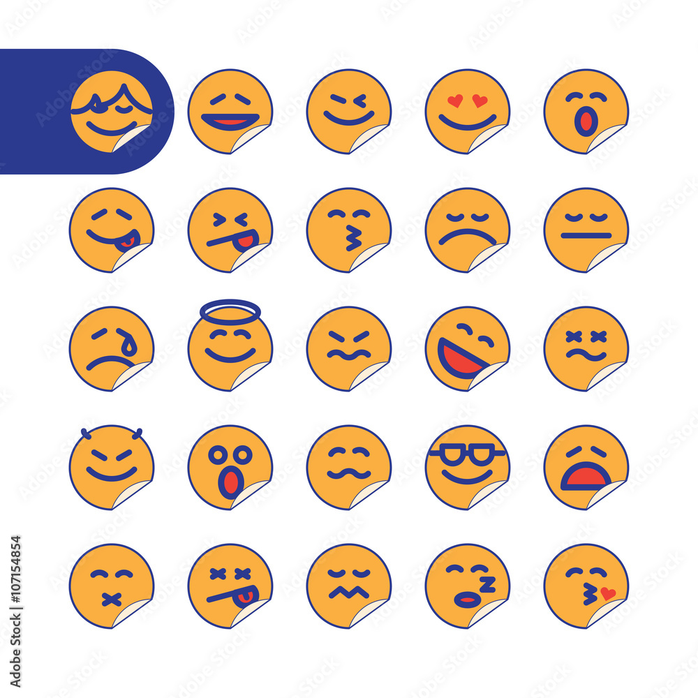 Set of sticker emoji emoticons Set of sticker emoji emoticons