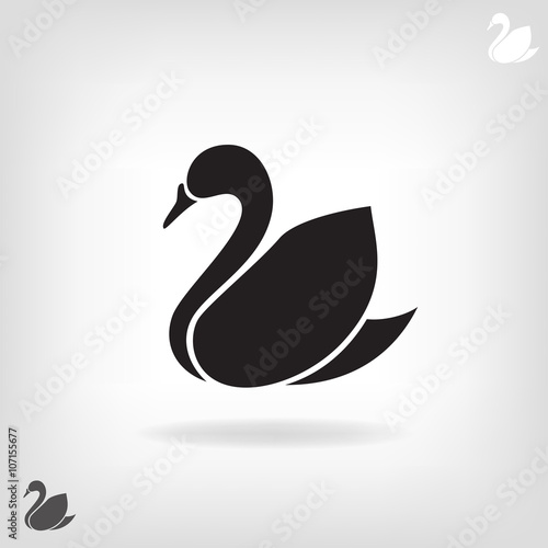 Stylized silhouette of  Swan on a light background.