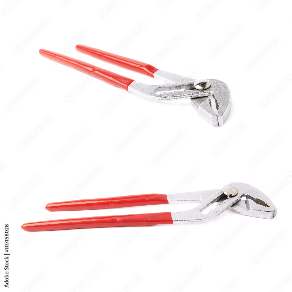 Set of metal plumber wrench over white isolated background Set of metal plumber wrench over white isolated background