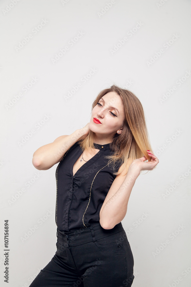 Portrait of beautiful blond woman on white background Portrait of beautiful blond woman on white background