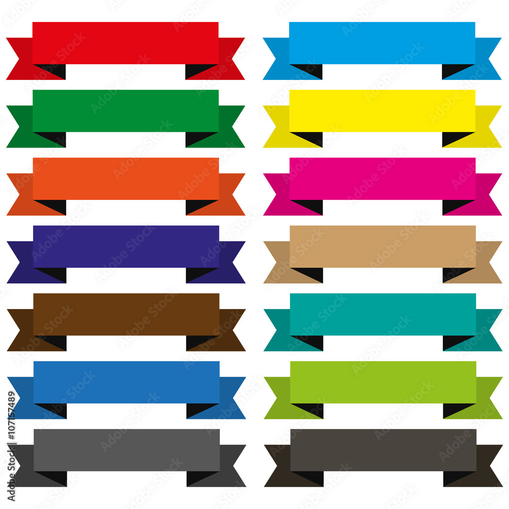 Different color ribbons on a white background set Different color ribbons on a white background set