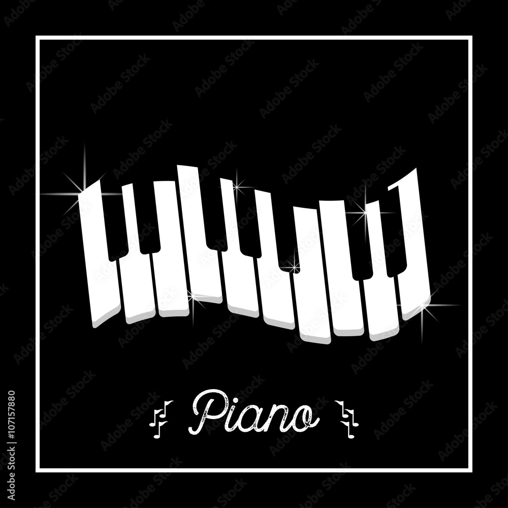 Fototapeta premium Piano keys in frame on a black background