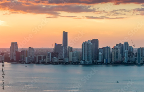 Beautiful Downtown Miami skyline at sunset © jovannig