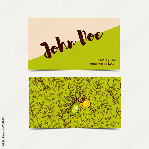 Argan  business cards.  Eco style in natural colors.