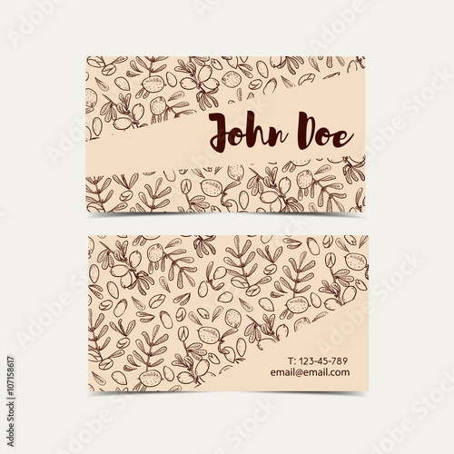 Argan  business cards.  Eco style in natural colors.