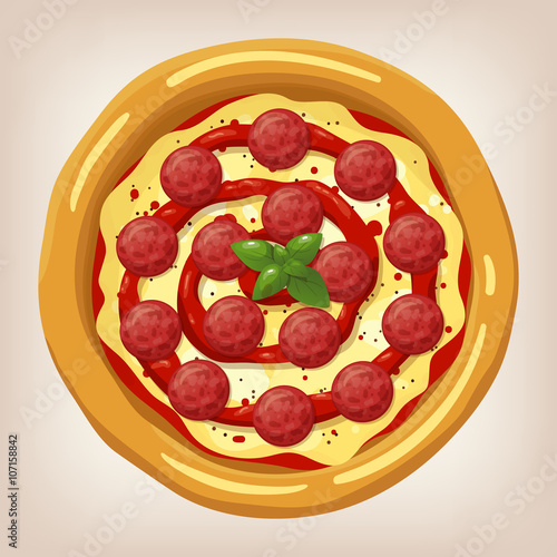 Pizza Pepperoni vector illustration. Pizza set. Cartoon style icon. Restaurant menu illustration. 