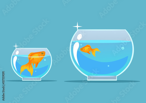 Gold fish. Vector flat cartoon illustration