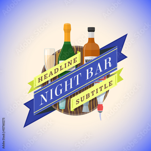 color flat night bar emblem template.