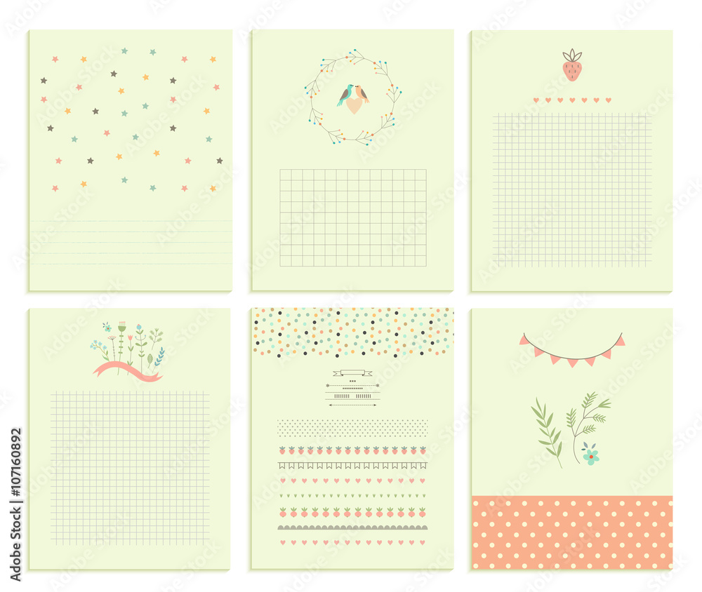 Collection of six cute universal card or invitations.  