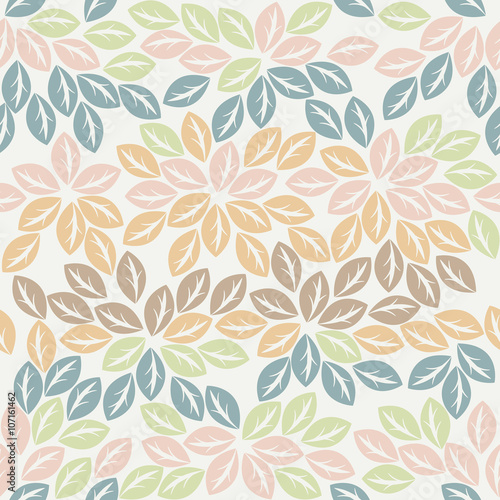 Colorful seamless pattern with elegant leaves