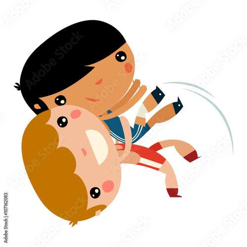 greco-roman kids. children fighting.