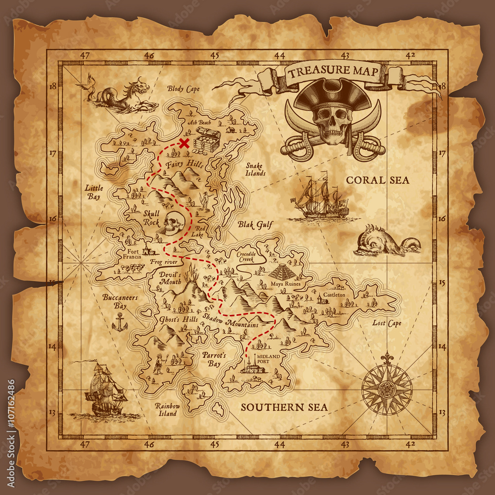 Vector Pirate Treasure Map