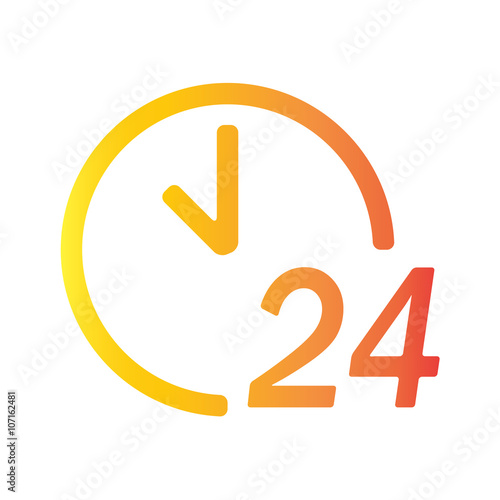 24 hours a day icon or sign isolated on white background. Round the clock support symbol. Vector illustration.