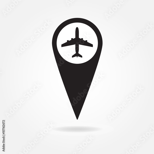 Free Download Map pointer with Airplane Icon. Vector aircraft symbol or sign. - GFXLoad