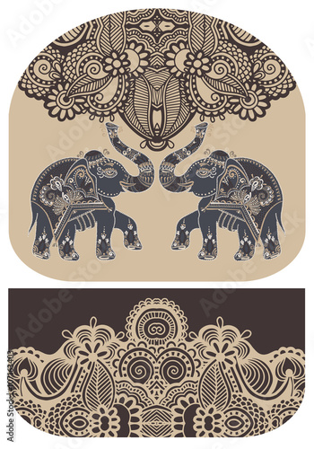 pattern with elephant of purse money design