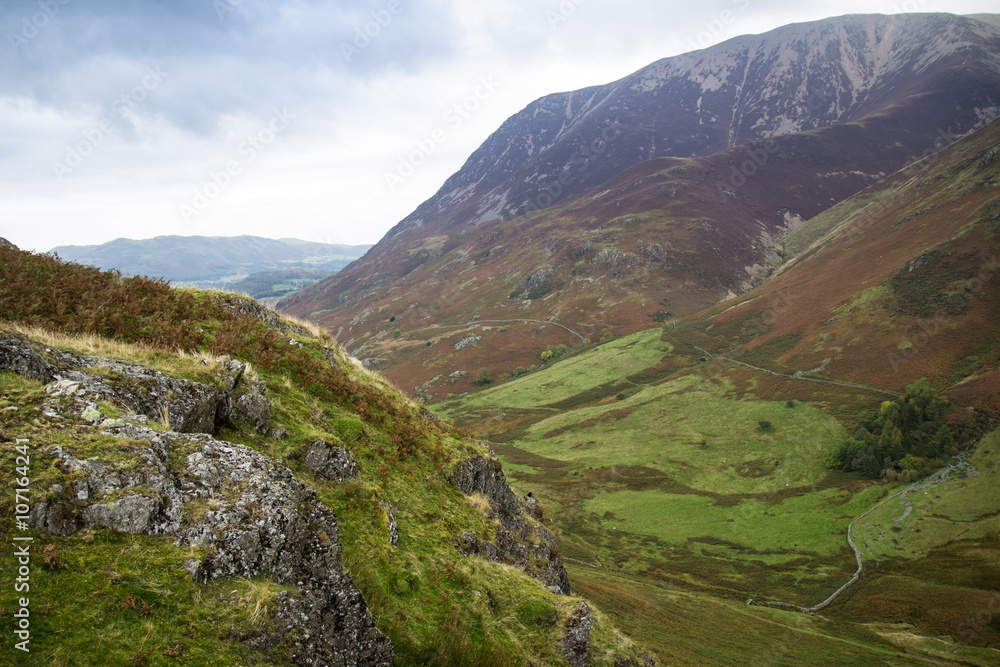 Climbing Rannerdale Knotts, Lake District National Park, UK. Buttermere to Rannerdale walk Climbing Rannerdale Knotts, Lake District National Park, UK. Buttermere to Rannerdale walk