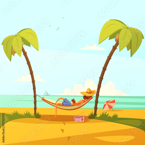 Man On The Beach Illustration