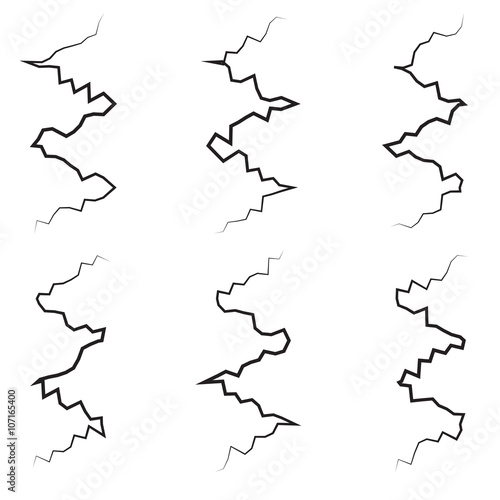 Earth Crack vector set. Crack Silhouettes Isolated set.