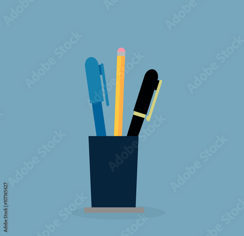 Cup with Pen and Pencil. Education Concept